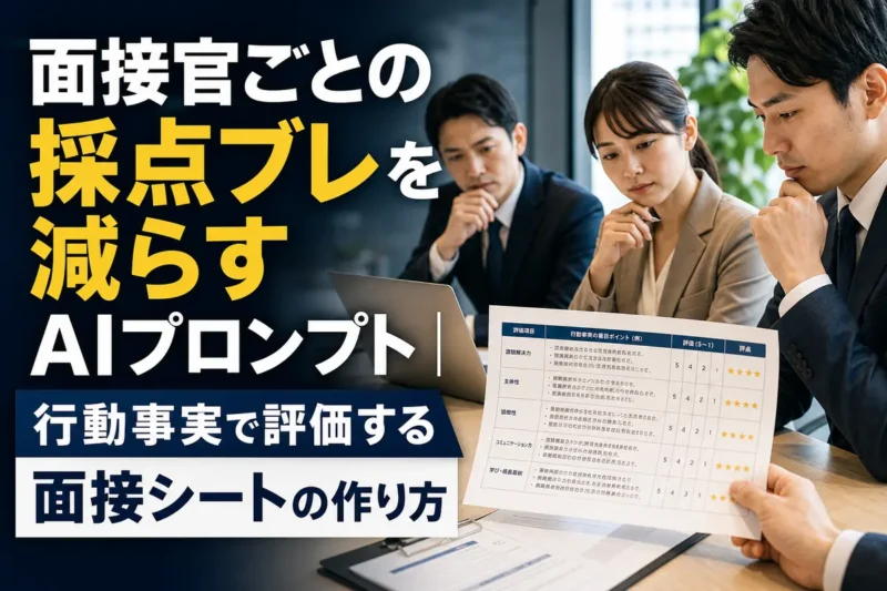 面接評価シートを確認する採用担当者のイメージ。
