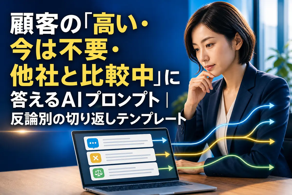 顧客の反論を整理しながら応答案を確認する担当者のイメージ。