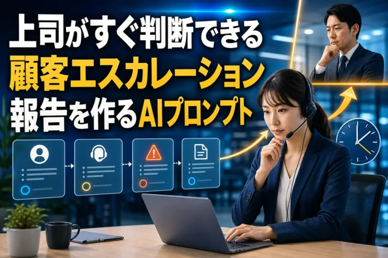 顧客対応案件を整理して責任者へ引き継ぐ担当者のイメージ。