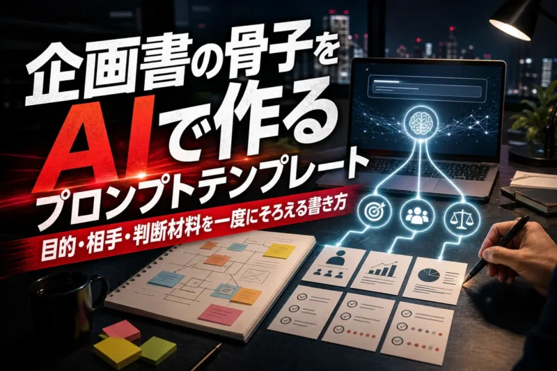 企画書の骨子をAIで作るプロンプトテンプレート　目的・相手・判断材料を一度にそろえる書き方