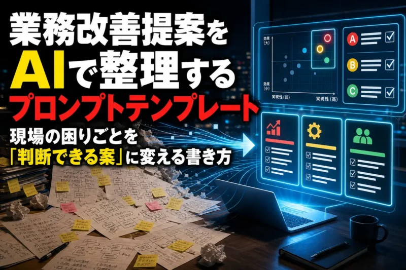 業務改善提案をAIで整理するプロンプトテンプレート　現場の困りごとを「判断できる案」に変える書き方