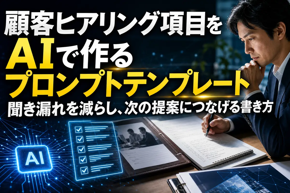 顧客ヒアリング項目をAIで作るプロンプトテンプレート 聞き漏れを減らし、次の提案につなげる書き方