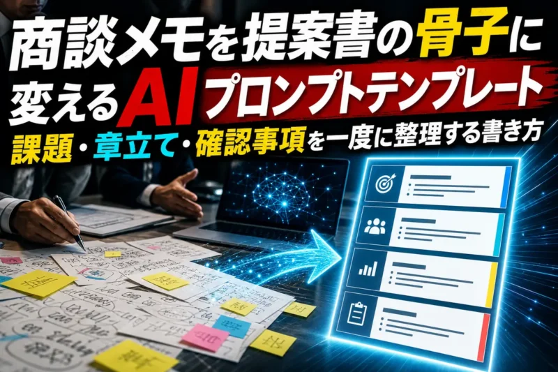商談メモを提案書の骨子に変えるAIプロンプトテンプレート　課題・章立て・確認事項を一度に整理する書き方