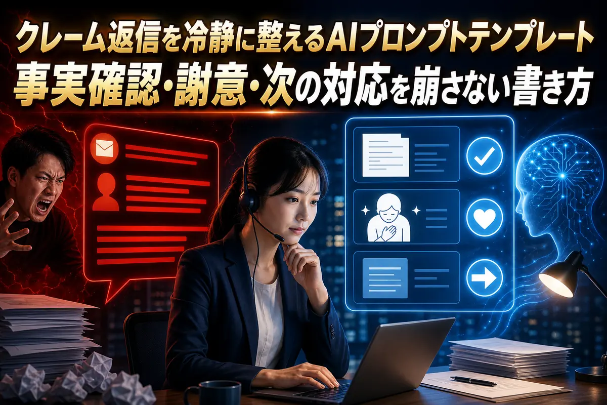 クレーム返信を冷静に整えるAIプロンプトテンプレート 事実確認・謝意・次の対応を崩さない書き方