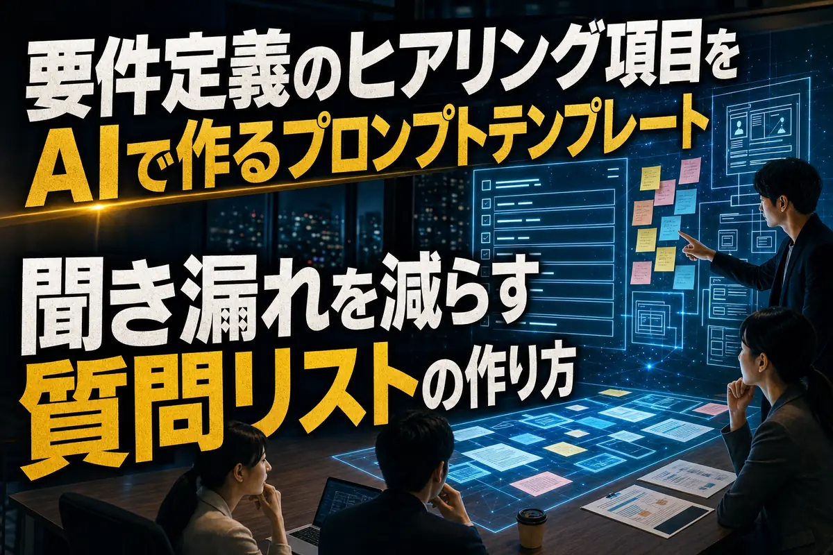 要件定義のヒアリング項目をAIで作るプロンプトテンプレート　聞き漏れを減らす質問リストの作り方