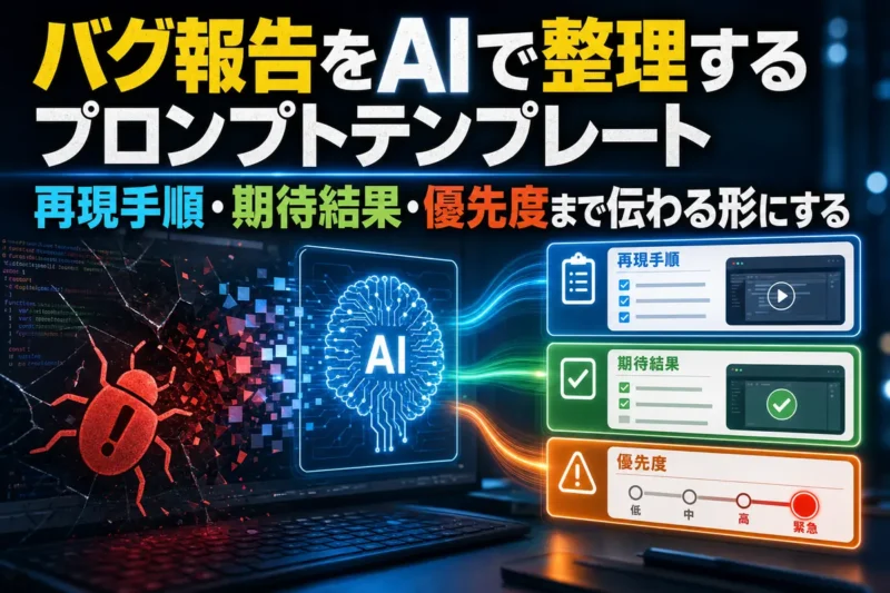 バグ報告をAIで整理するプロンプトテンプレート　再現手順・期待結果・優先度まで伝わる形にする
