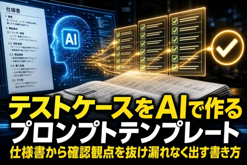 テストケースをAIで作るプロンプトテンプレート　仕様書から確認観点を抜け漏れなく出す書き方