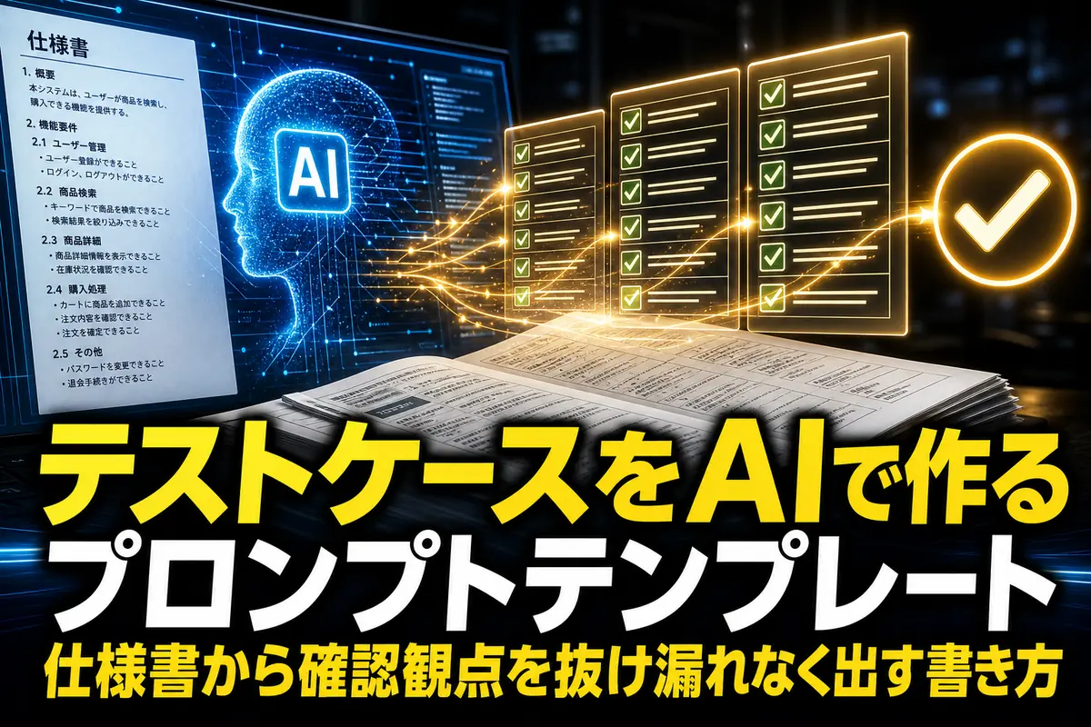 テストケースをAIで作るプロンプトテンプレート 仕様書から確認観点を抜け漏れなく出す書き方