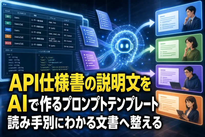 API仕様書の説明文をAIで作るプロンプトテンプレート　読み手別にわかる文書へ整える