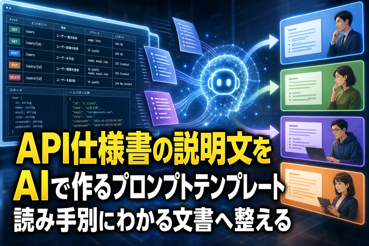 API仕様書の説明文をAIで作るプロンプトテンプレート　読み手別にわかる文書へ整える