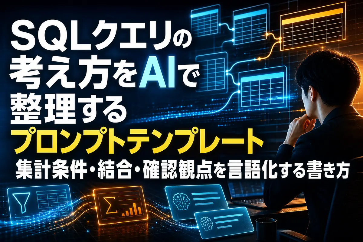 SQLクエリの考え方をAIで整理するプロンプトテンプレート　集計条件・結合・確認観点を言語化する書き方