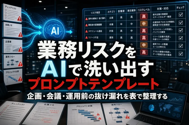 業務リスクをAIで洗い出すプロンプトテンプレート　企画・会議・運用前の抜け漏れを表で整理する