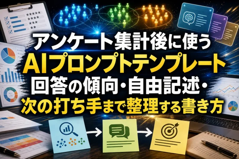アンケート集計後に使うAIプロンプトテンプレート　回答の傾向・自由記述・次の打ち手まで整理する書き方