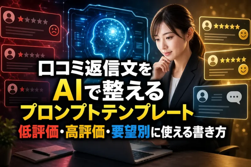 口コミ返信文をAIで整えるプロンプトテンプレート　低評価・高評価・要望別に使える書き方
