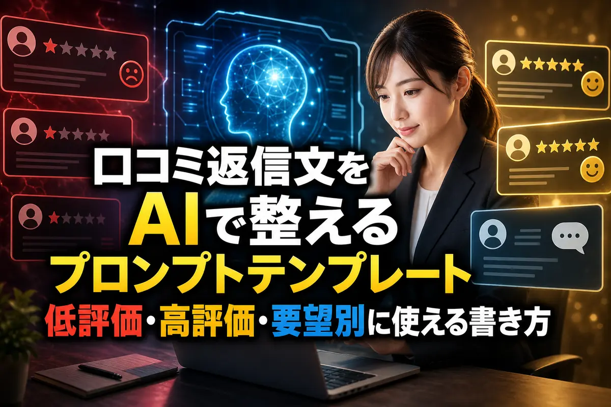 口コミ返信文をAIで整えるプロンプトテンプレート 低評価・高評価・要望別に使える書き方