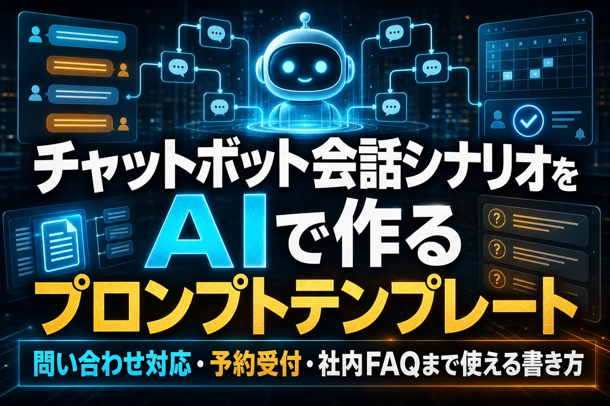 チャットボット会話シナリオをAIで作るプロンプトテンプレート　問い合わせ対応・予約受付・社内FAQまで使える書き方
